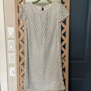 Milly Metallic Eyelet Short Sleeve Shift Dress